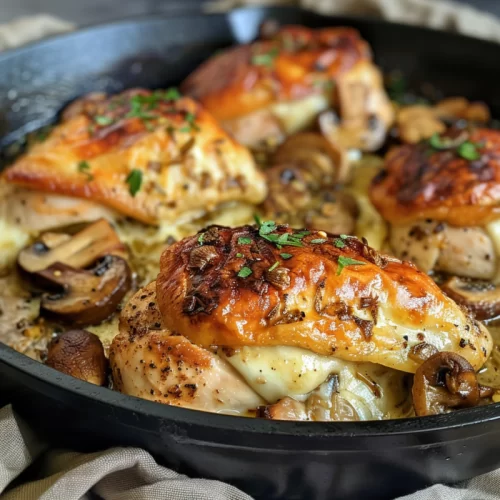 The Best Cheesy Garlic Butter Mushroom Stuffed Chicken Recipe