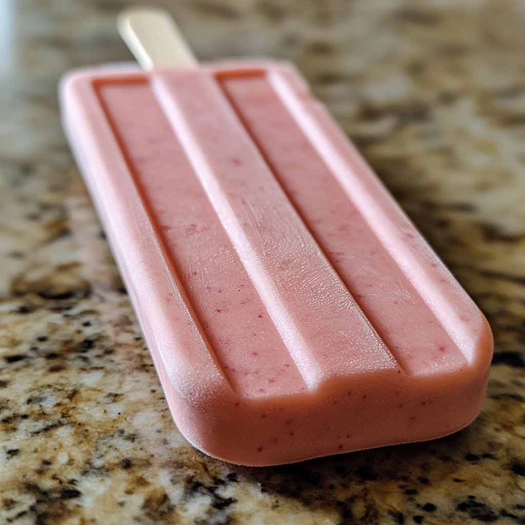 A delicious, irresistible picture of Strawberry Yogurt Popsicles