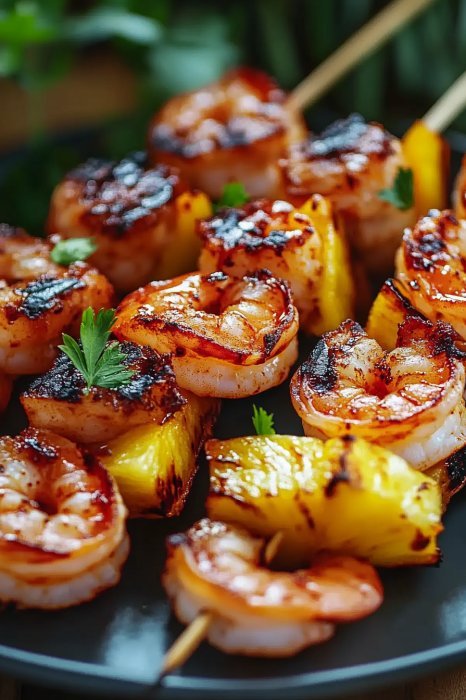 Grilled Jerk Shrimp and Pineapple Skewers