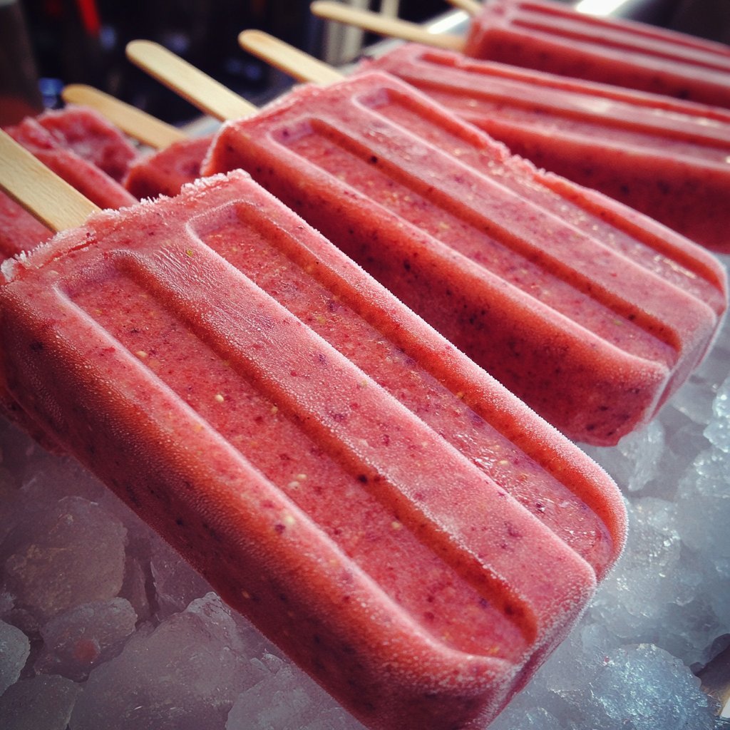 A delicious, irresistible picture of Strawberry Yogurt Popsicles