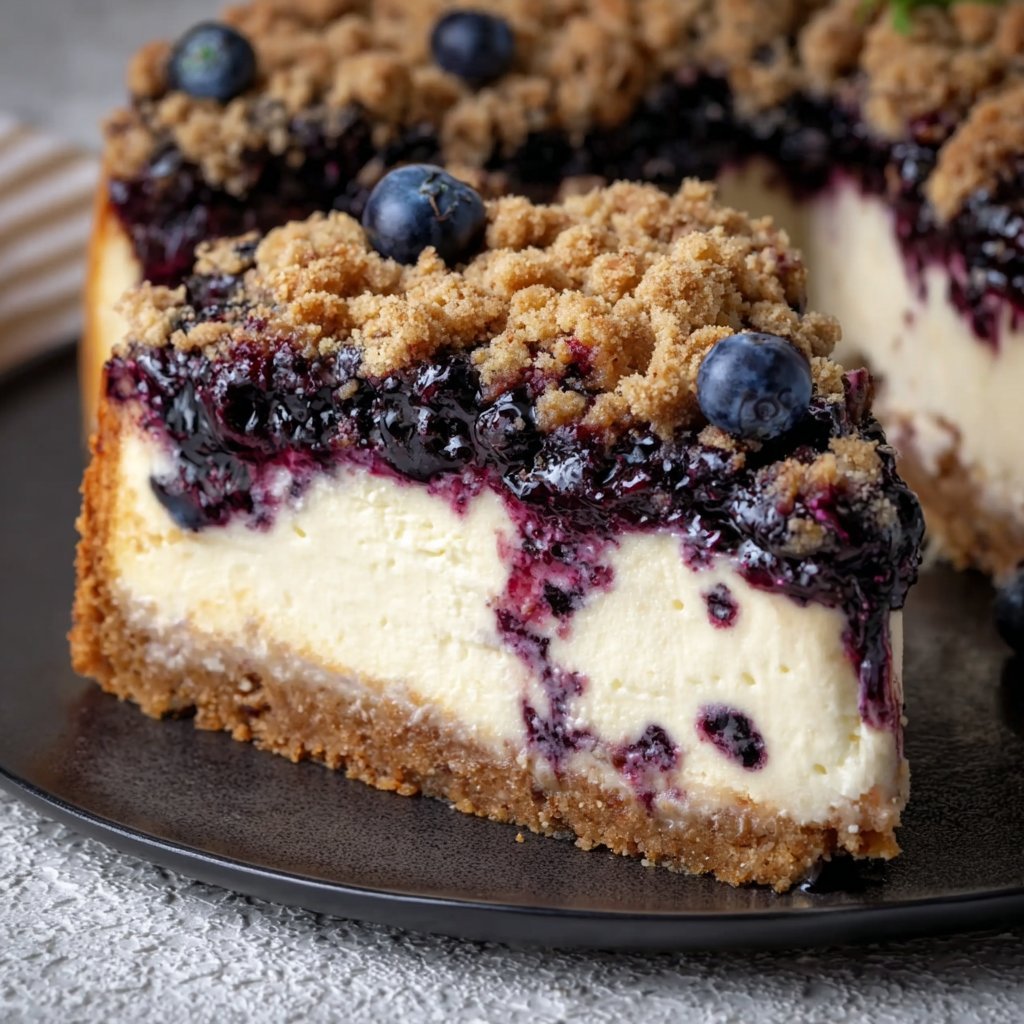 BLUEBERRY CRUMBLE CHEESECAKE