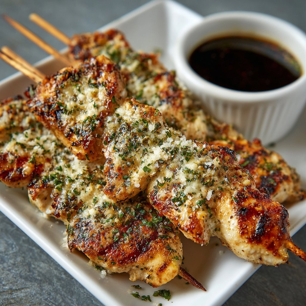 Grilled Ranch Garlic Parmesan Chicken Skewers