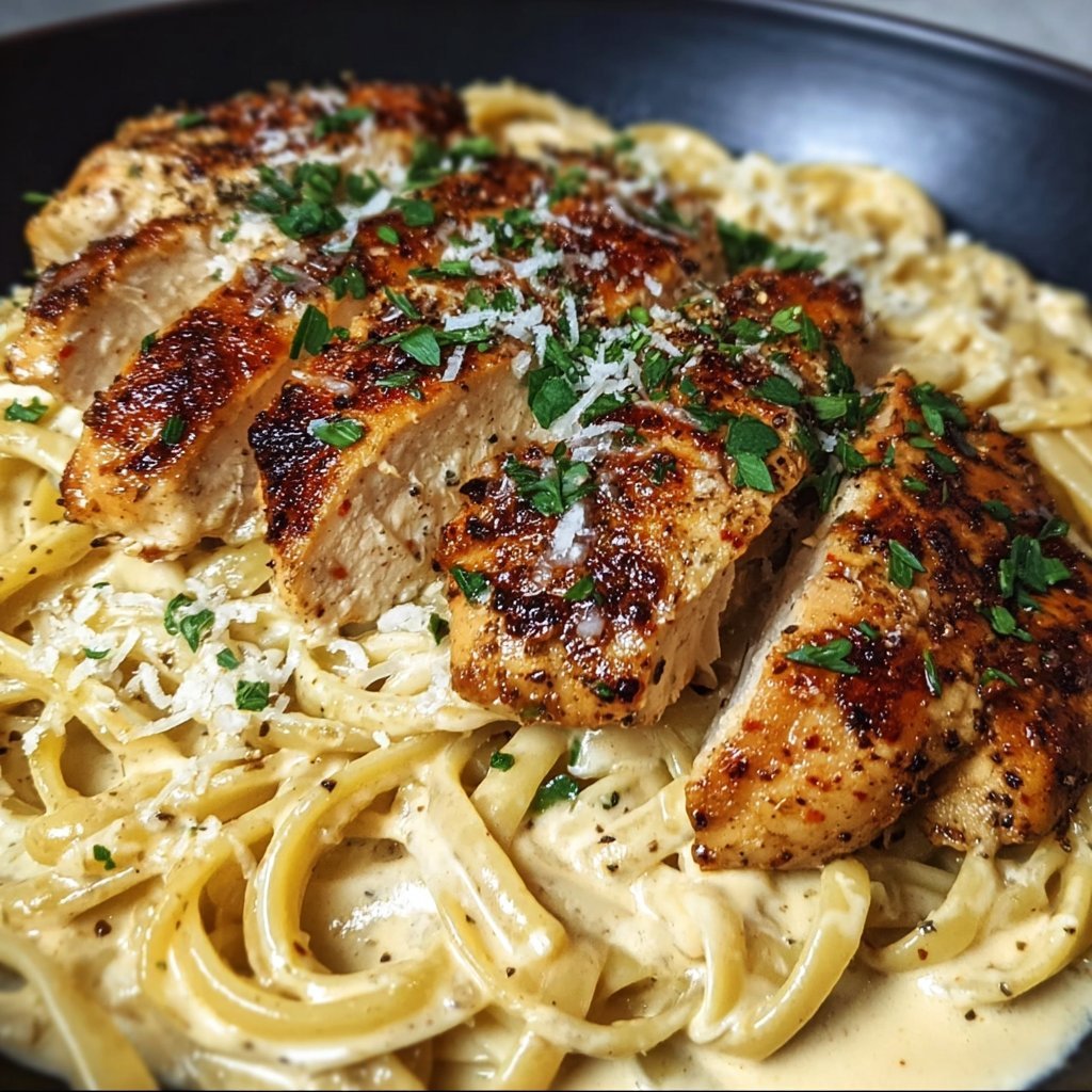 Spicy Cajun Chicken Linguine in Creamy Garlic Parmesan Sauce