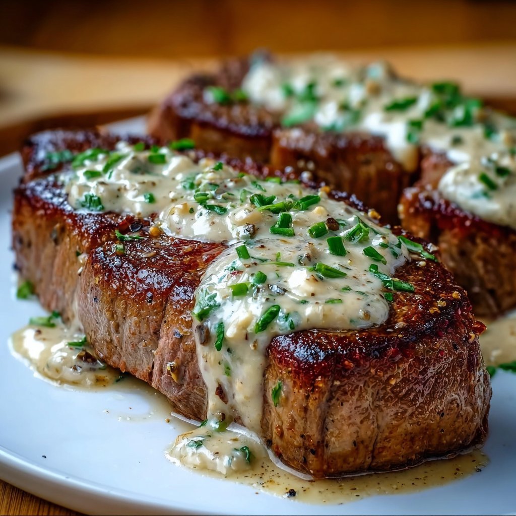 Juicy Steak with Creamy Garlic Sauce