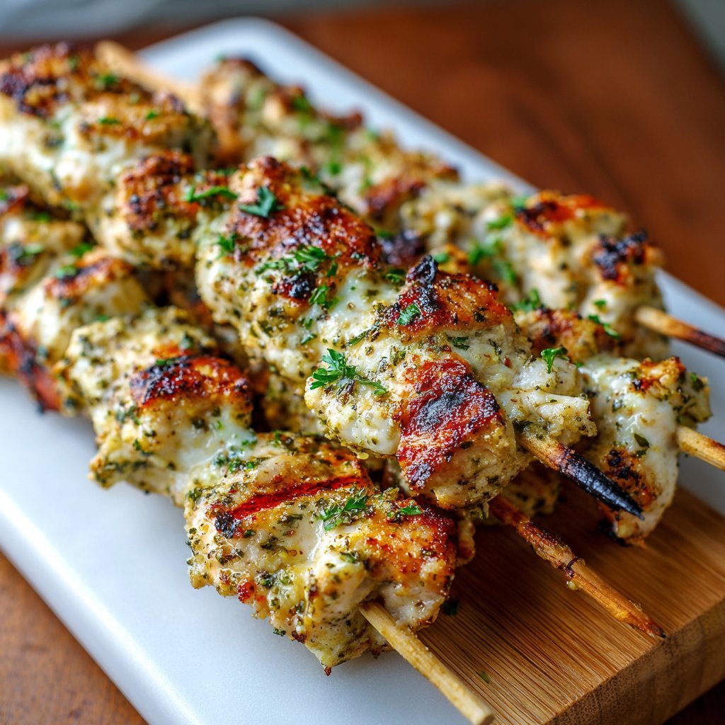 Grilled Ranch Garlic Parmesan Chicken Skewers