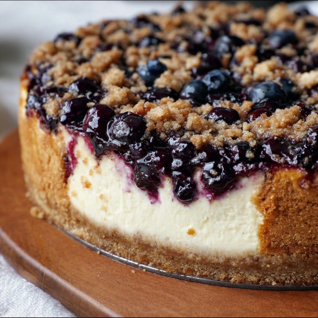 BLUEBERRY CRUMBLE CHEESECAKE
