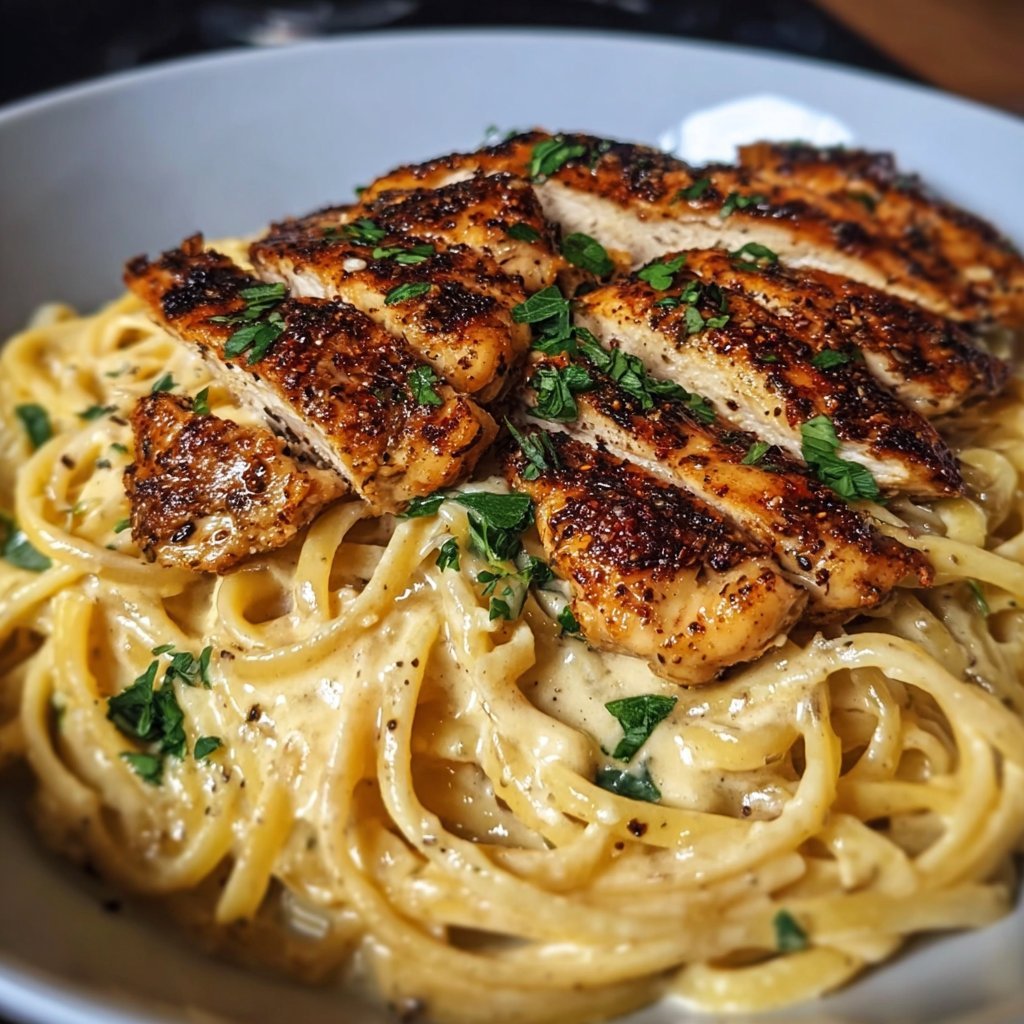 Spicy Cajun Chicken Linguine in Creamy Garlic Parmesan Sauce
