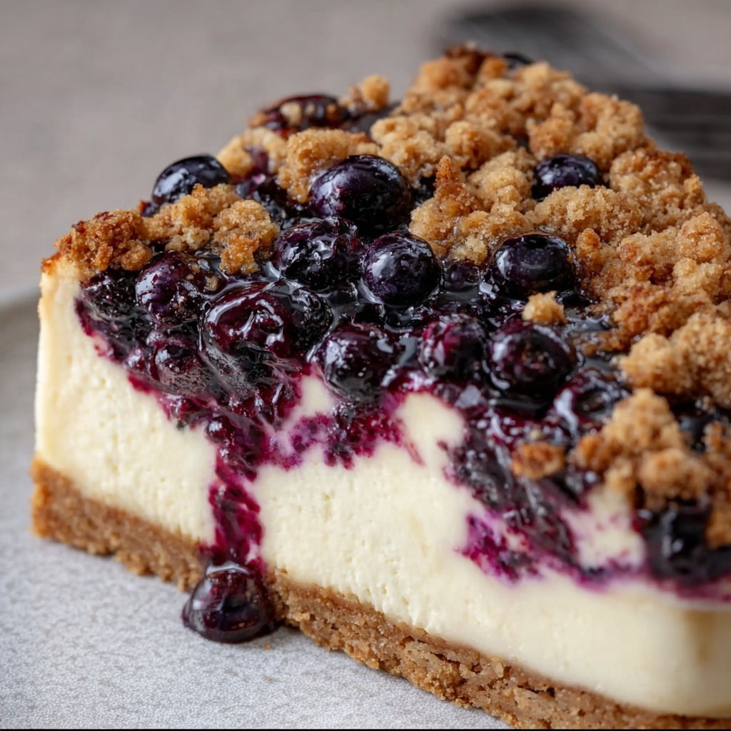 BLUEBERRY CRUMBLE CHEESECAKE
