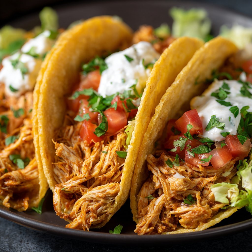 Crock Pot Chicken Tacos with Juicy Seasoned Filling