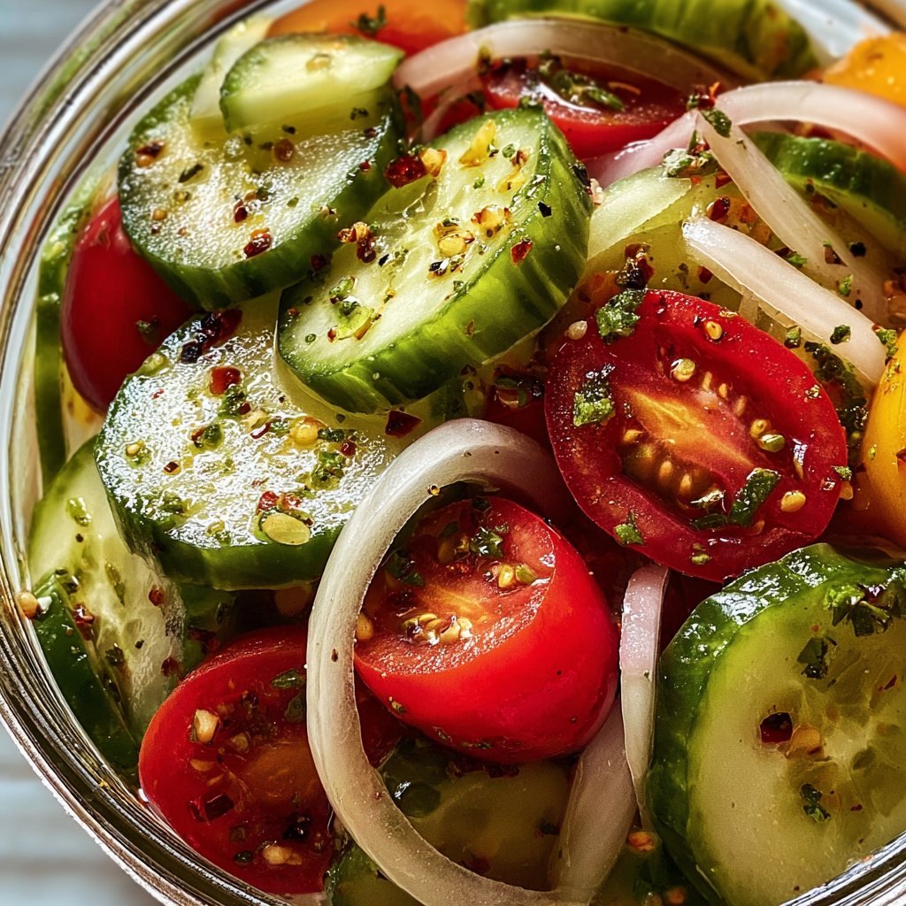 Marinated Cucumbers, Onions, and Tomatoes