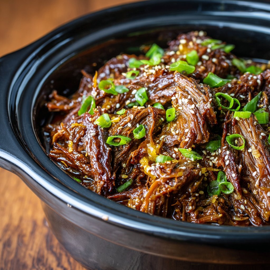 Korean Slow Cooker Beef with Sweet and Savory Glaze