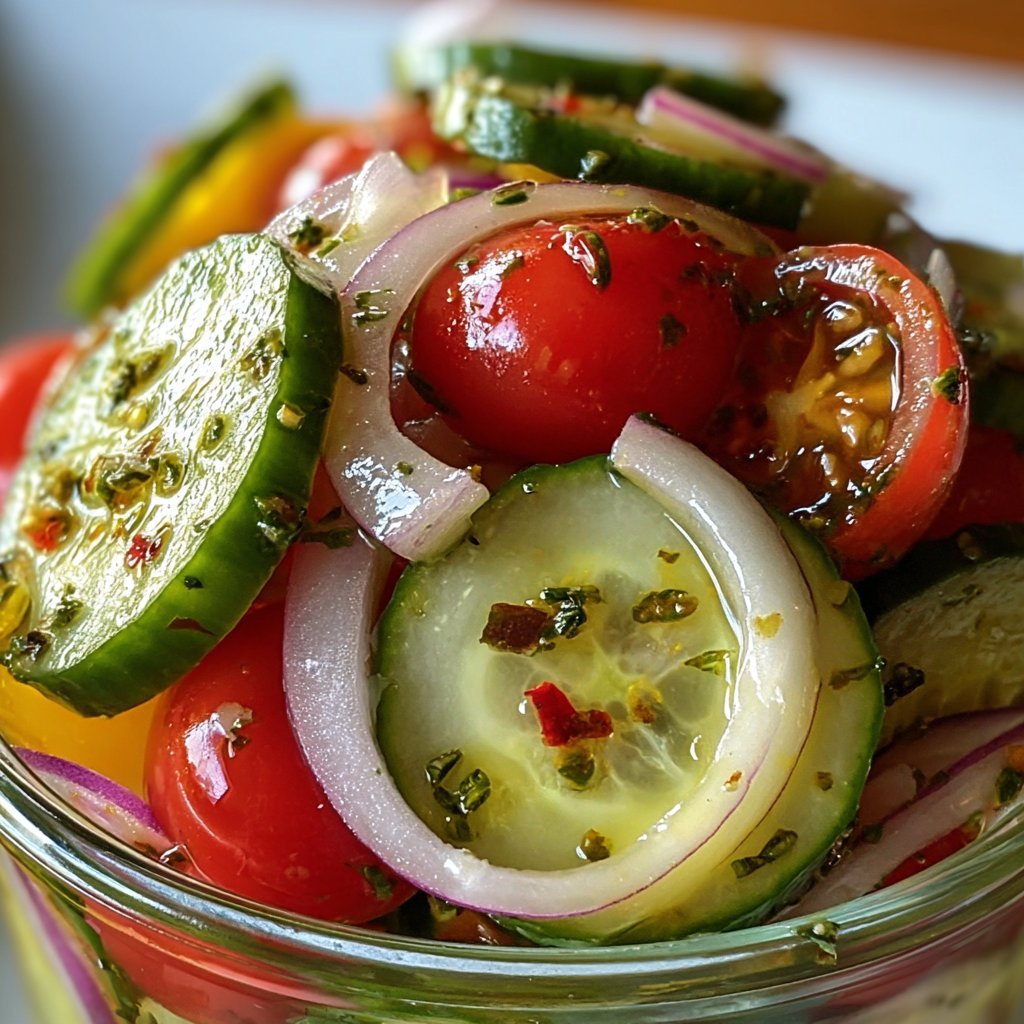 Marinated Cucumbers, Onions, and Tomatoes