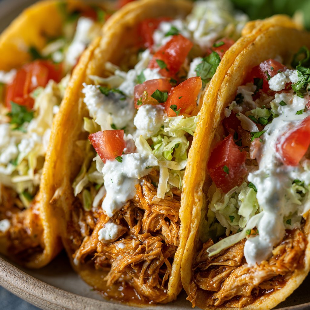 Crock Pot Chicken Tacos with Juicy Seasoned Filling
