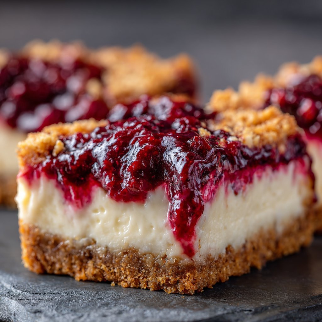 Berry Cheesecake Bars with Almond Crust