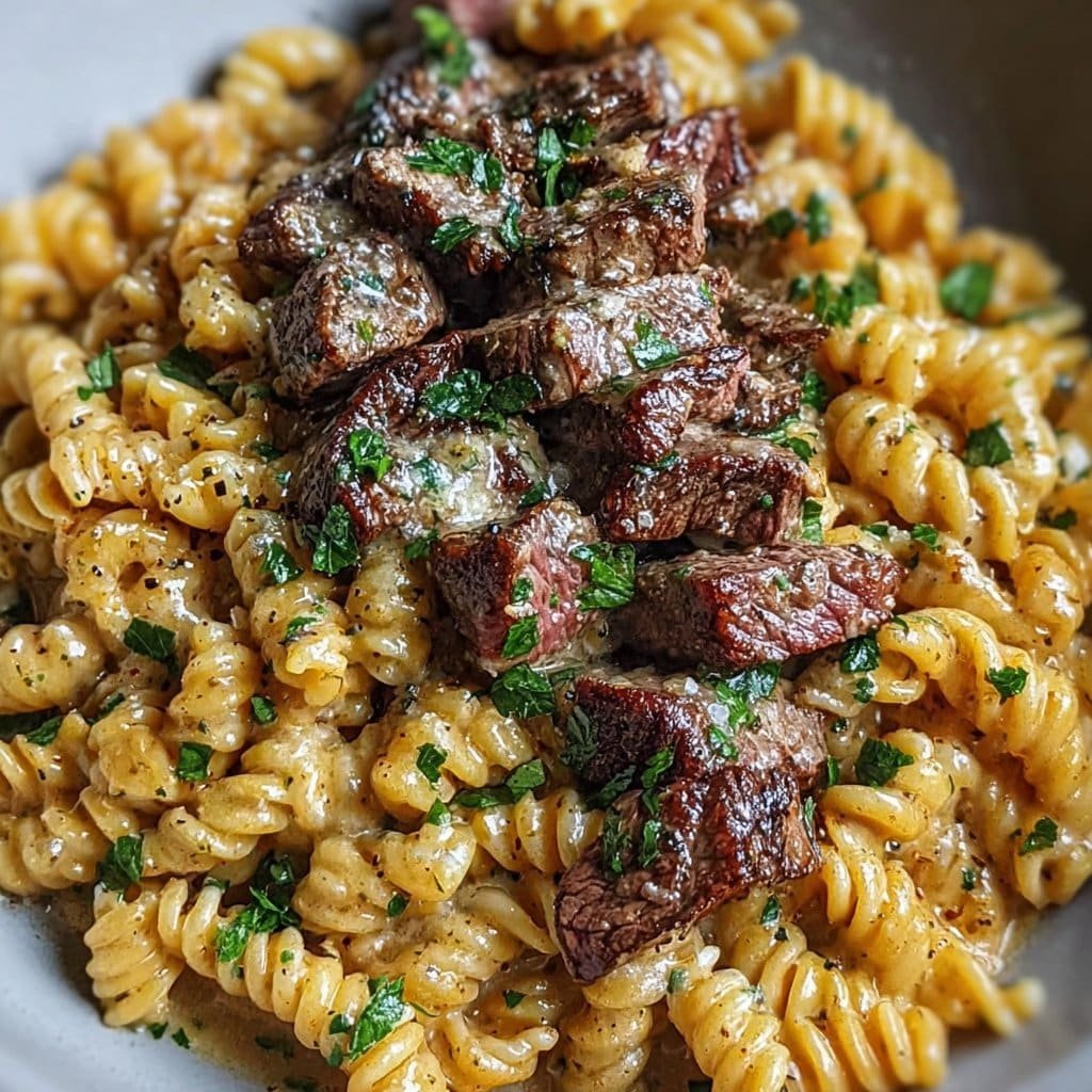 Creamy Garlic Butter Steak & Pasta