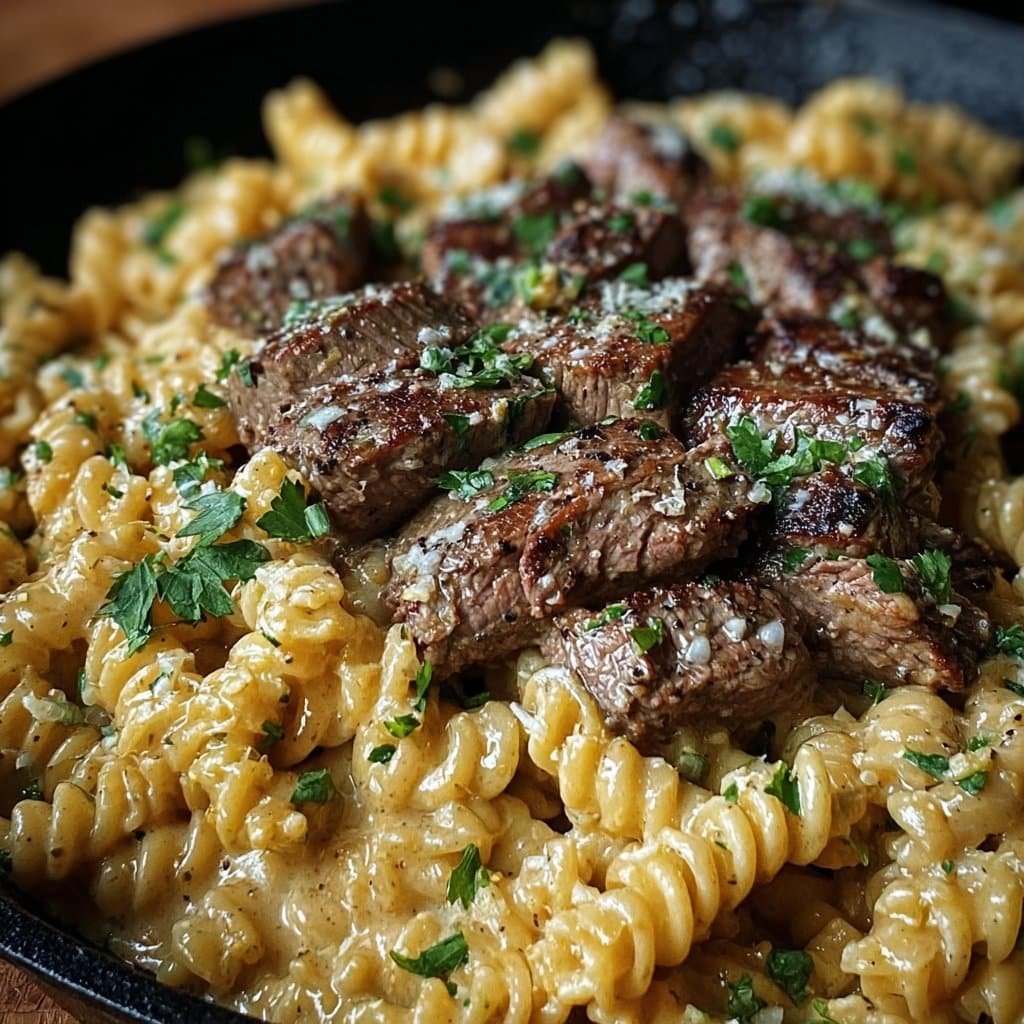 Creamy Garlic Butter Steak & Pasta