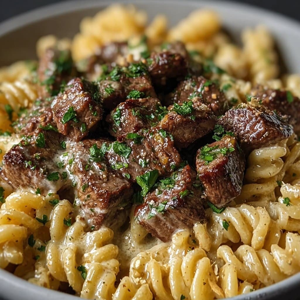 Creamy Garlic Butter Steak & Pasta
