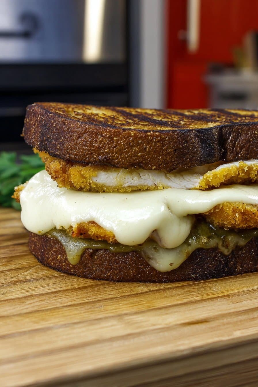 Crispy Grilled Chicken Grilled Cheese Sandwich