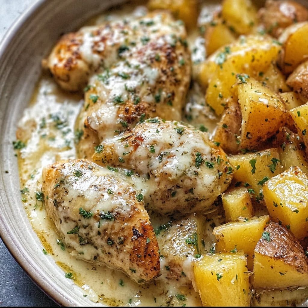 Garlic Parmesan Crockpot Chicken and Potatoes