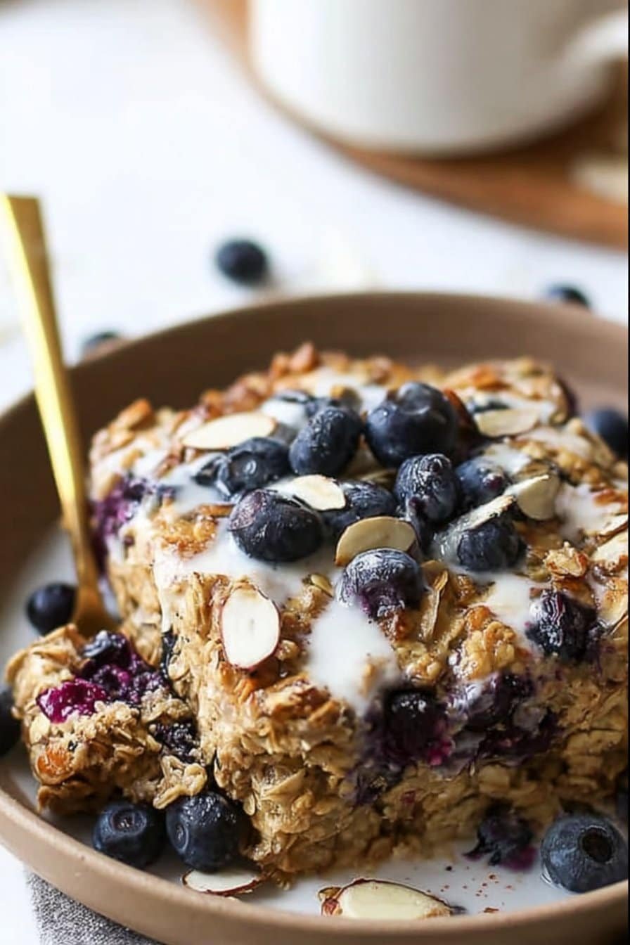 Healthy Blueberry Baked Oatmeal