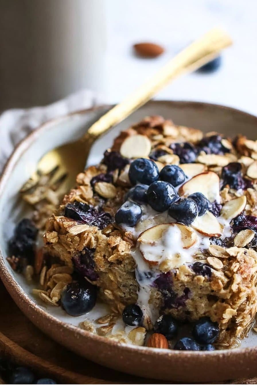 Healthy Blueberry Baked Oatmeal