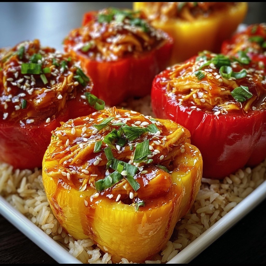 Teriyaki Pineapple Chicken Stuffed Peppers – Sweet & Savory Delight
