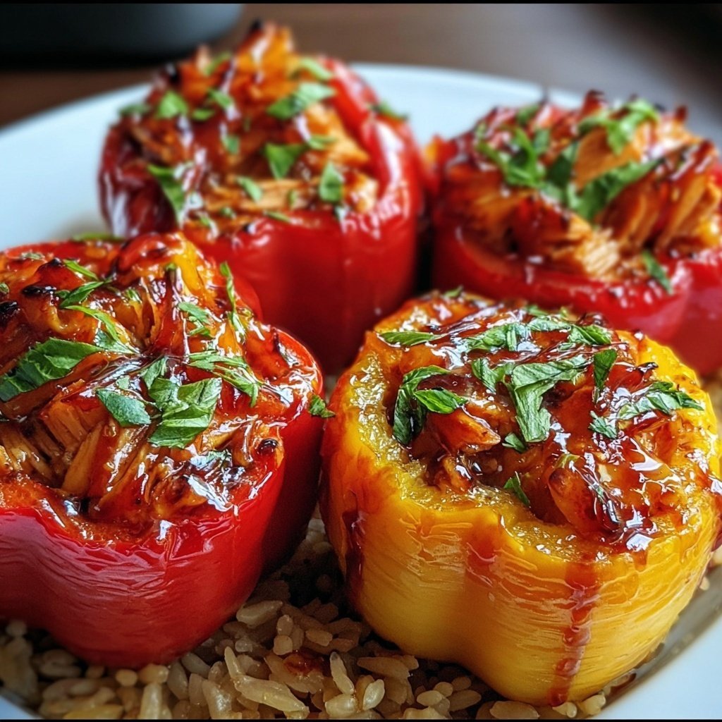 Teriyaki Pineapple Chicken Stuffed Peppers – Sweet & Savory Delight