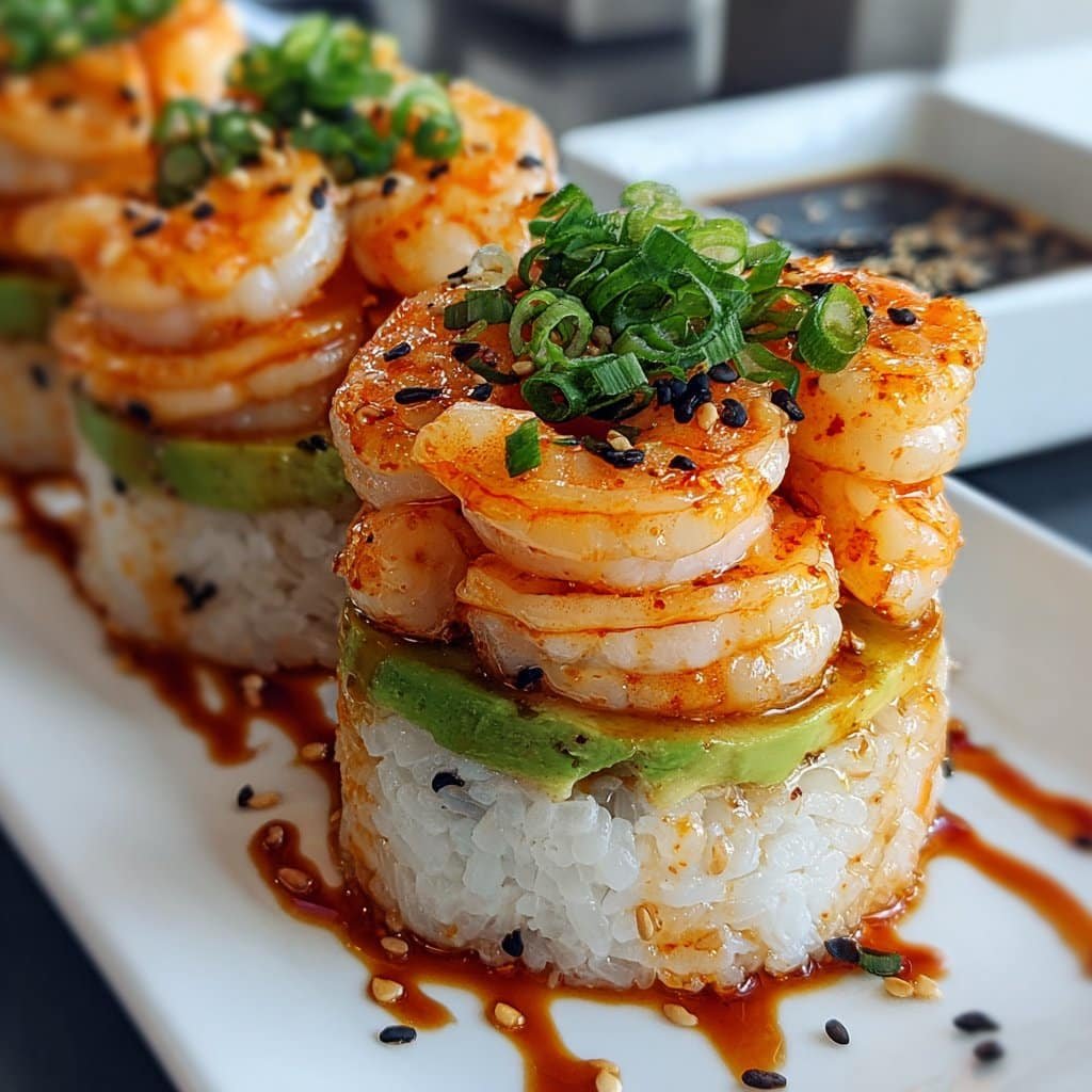 Spicy Shrimp Sushi Stacks