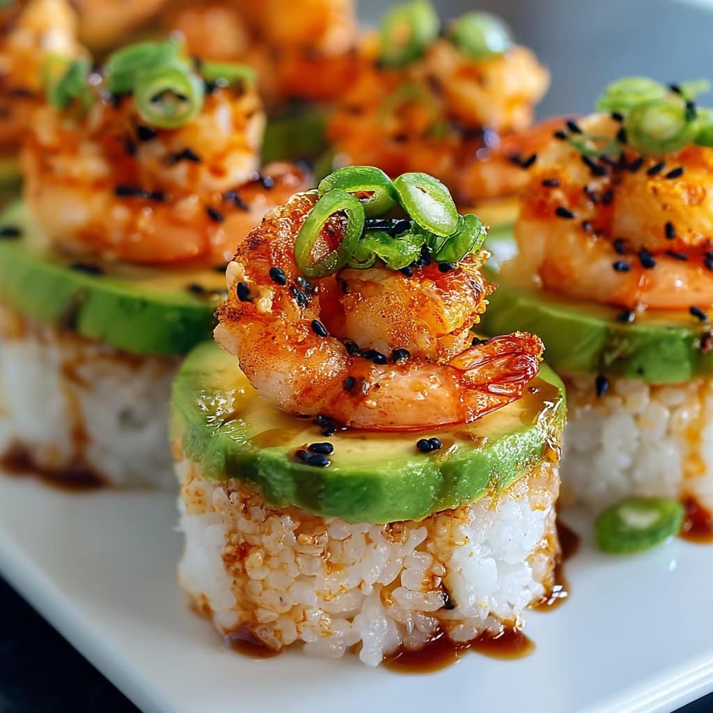Spicy Shrimp Sushi Stacks