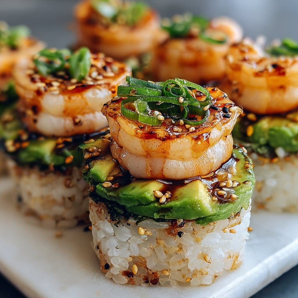 Spicy Shrimp Sushi Stacks