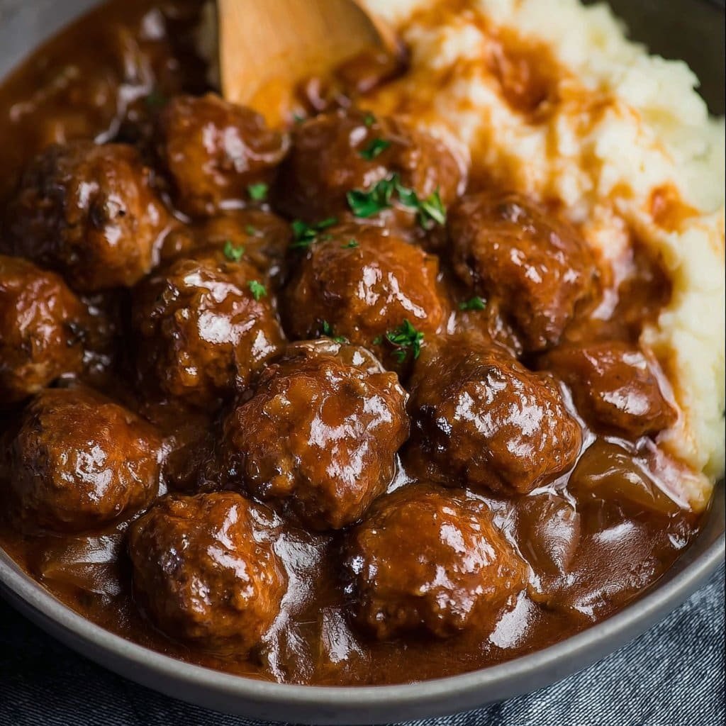 Comfort Slow Cooker Salisbury Steak Meatballs