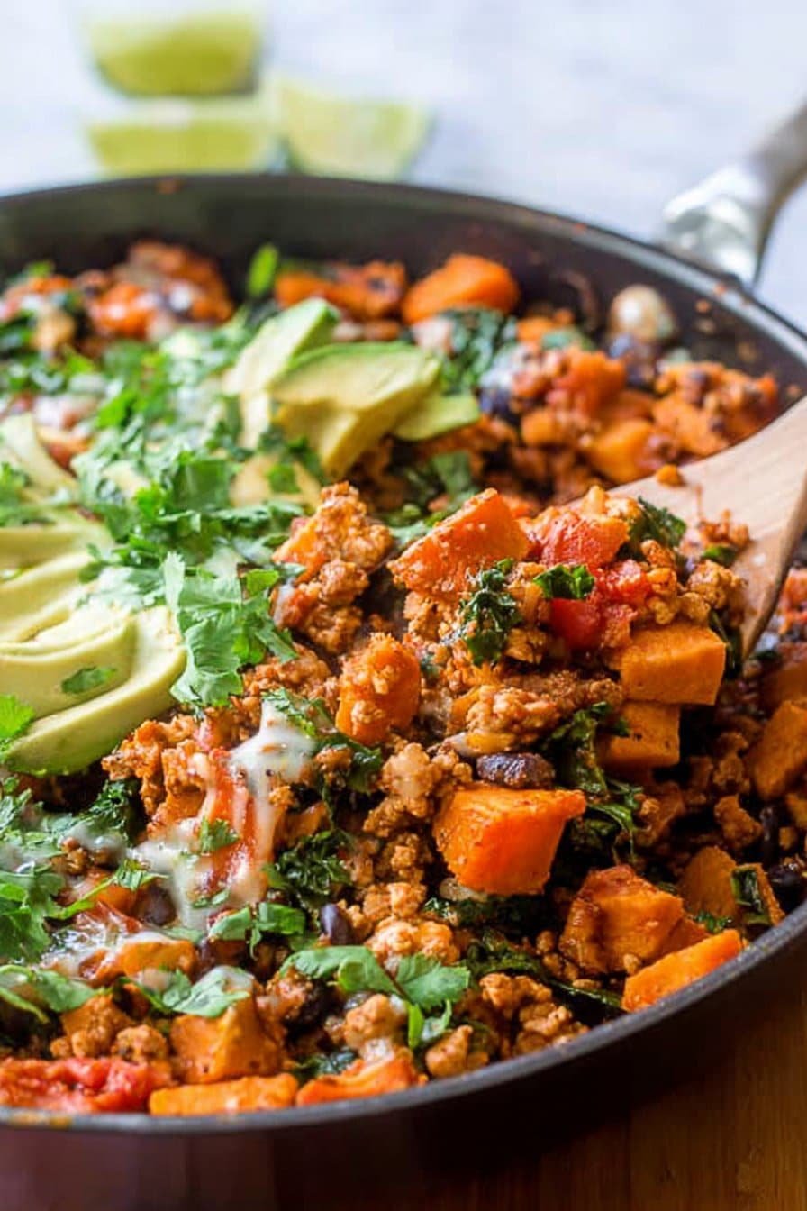 Ground Turkey & Sweet Potato Taco Skillet