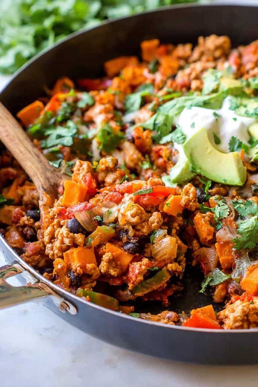Ground Turkey & Sweet Potato Taco Skillet