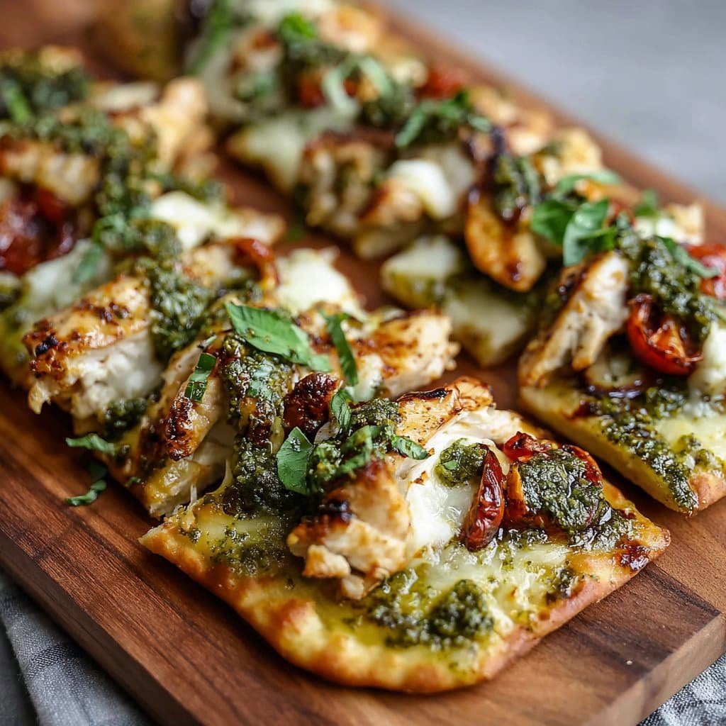 Pesto Chicken Flatbread Dinner Idea