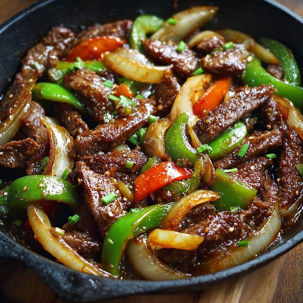 Sizzling Chinese Pepper Steak with Onions