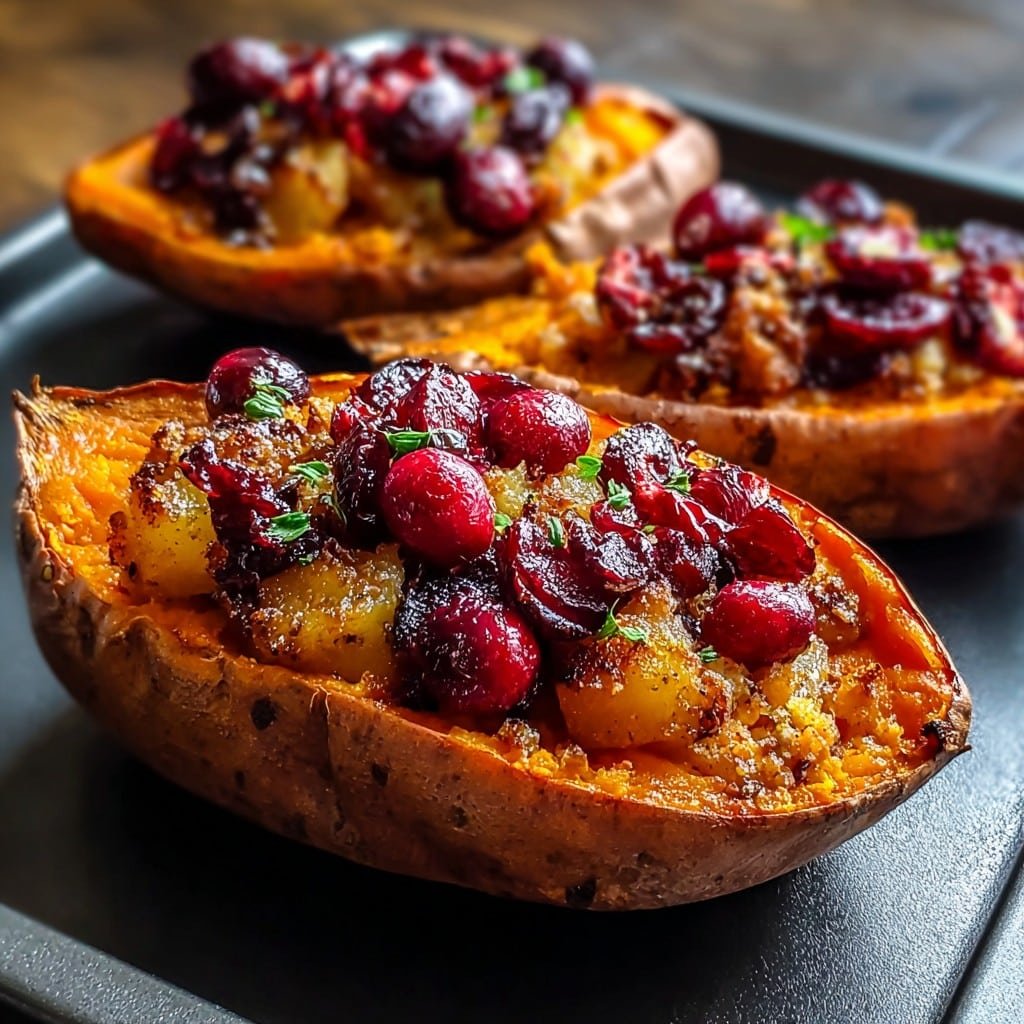 Cranberry Apple Twice-Baked Sweet Potatoes