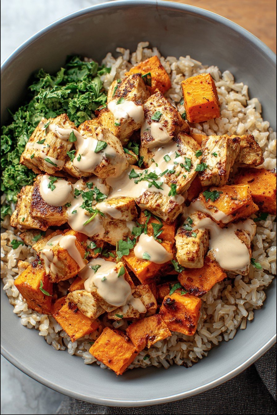 Healthy Chicken & Sweet Potato Rice Bowl
