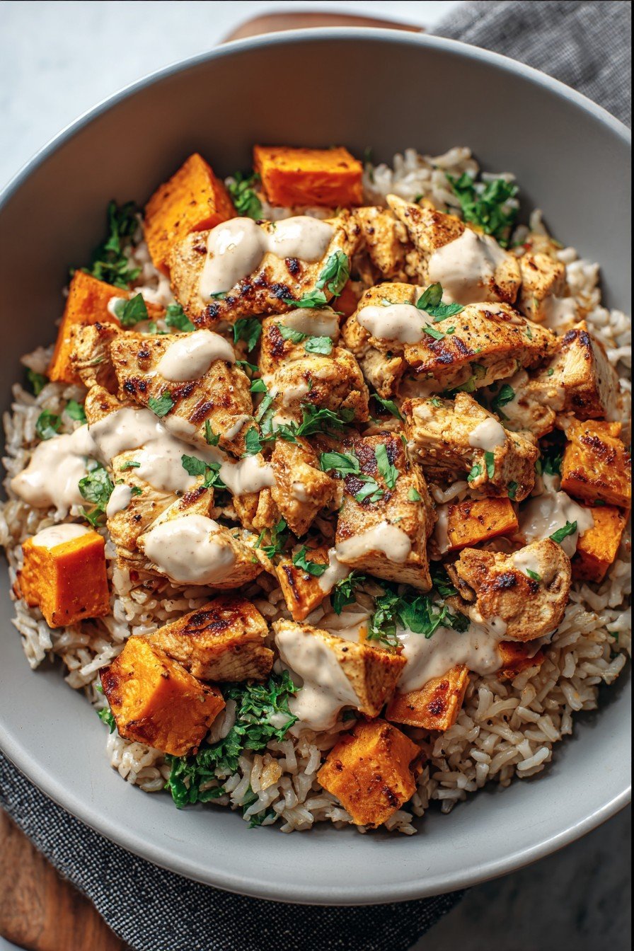 Healthy Chicken & Sweet Potato Rice Bowl