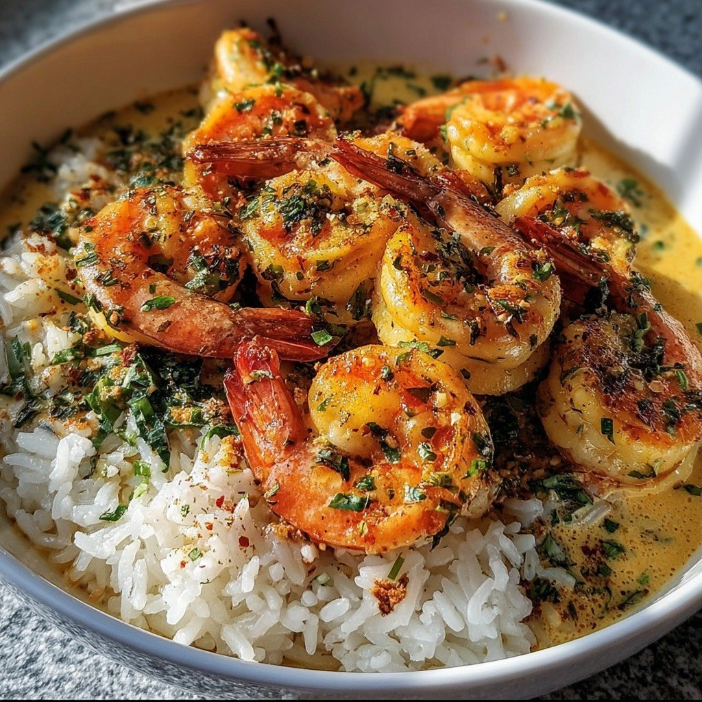 One Pan Creamy Garlic Butter Shrimp A Weeknight Rice Bowl