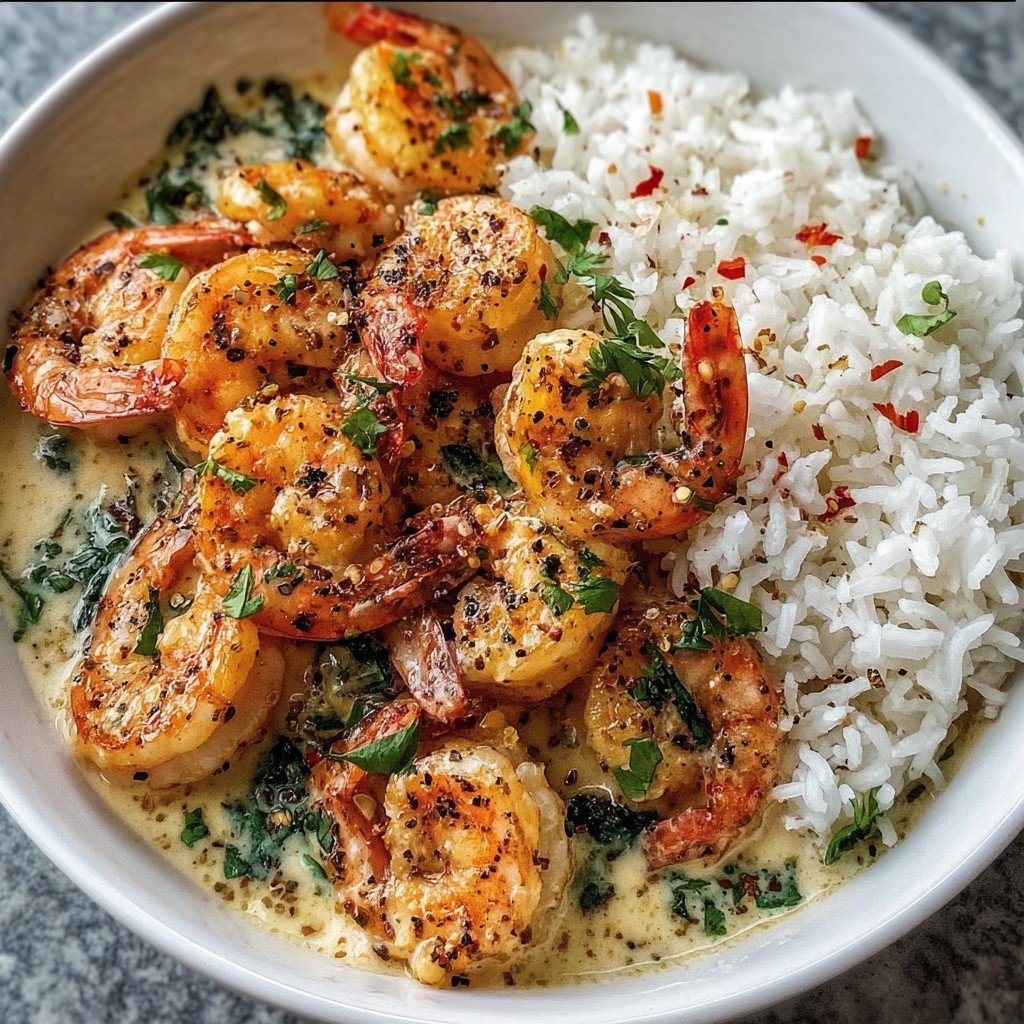 One Pan Creamy Garlic Butter Shrimp A Weeknight Rice Bowl