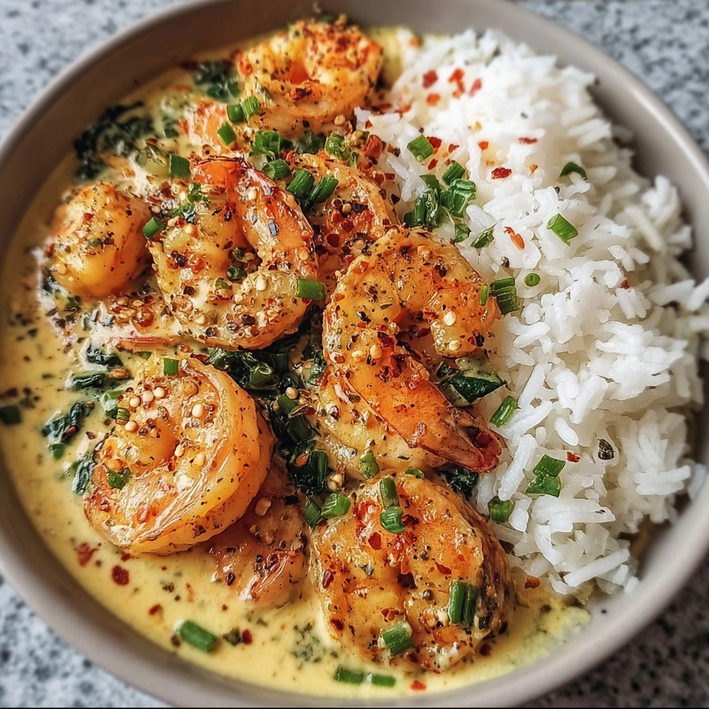 One Pan Creamy Garlic Butter Shrimp A Weeknight Rice Bowl