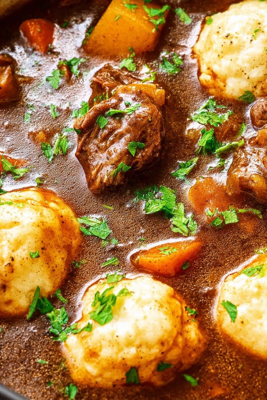 Slow Cooker Beef Stew and Dumplings