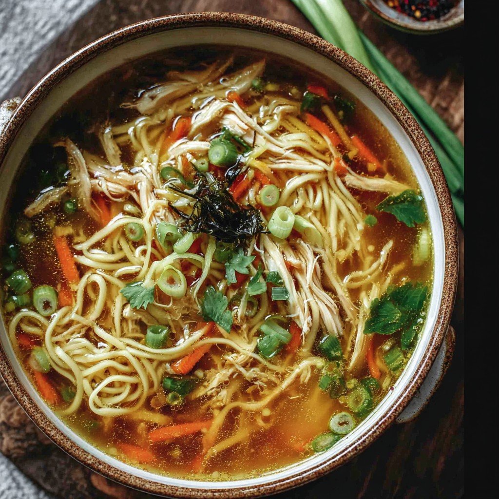 Aromatic Ginger Scallion Chicken Noodle Soup