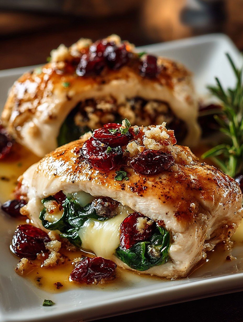 Cranberry & Spinach Stuffed Chicken Breasts with Brie Recipe