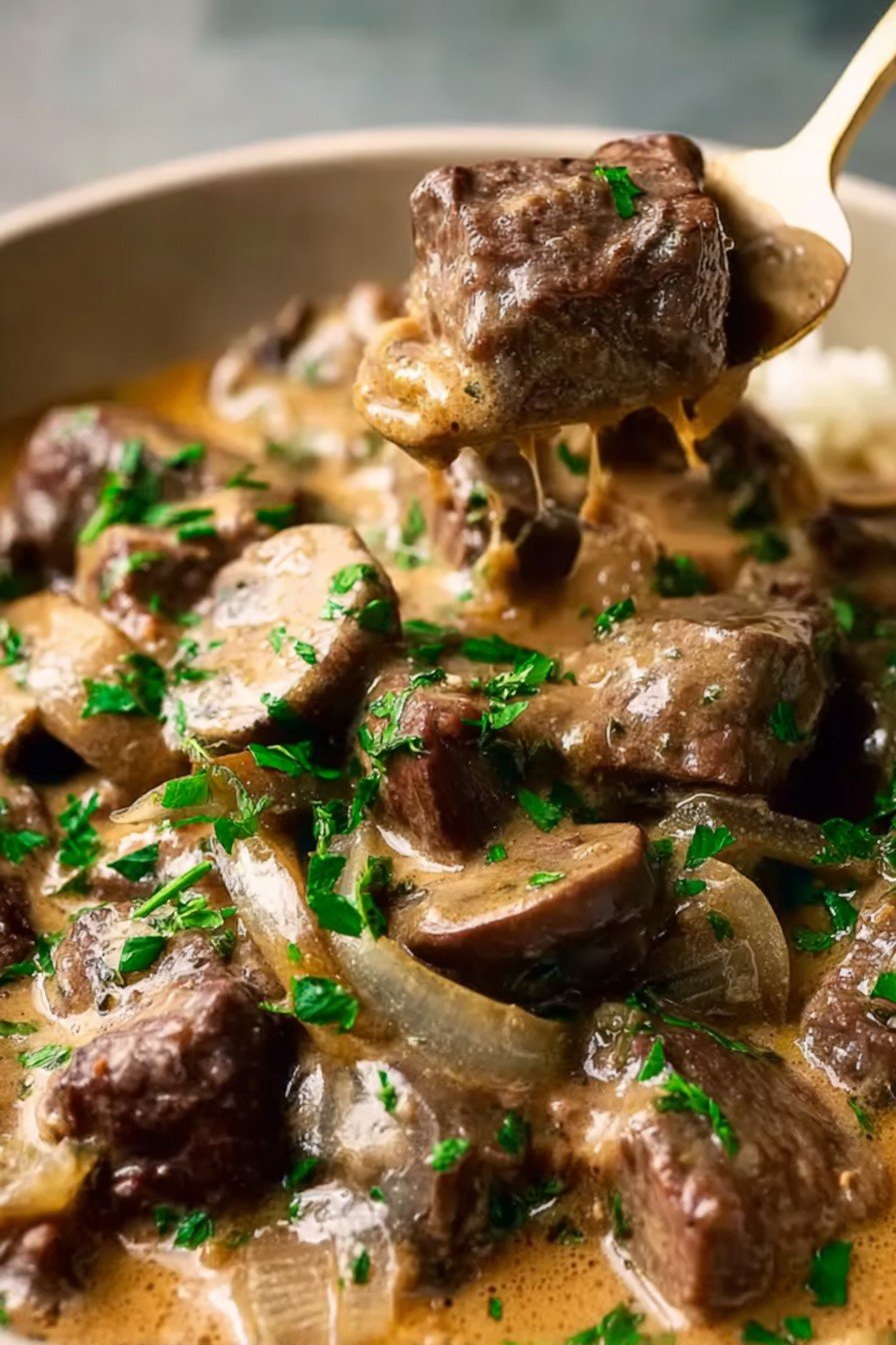 Creamy Whole30 Beef Stroganoff
