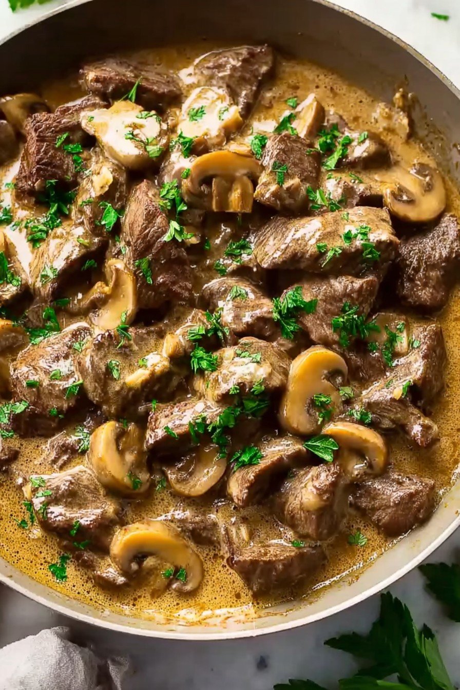 Creamy Whole30 Beef Stroganoff