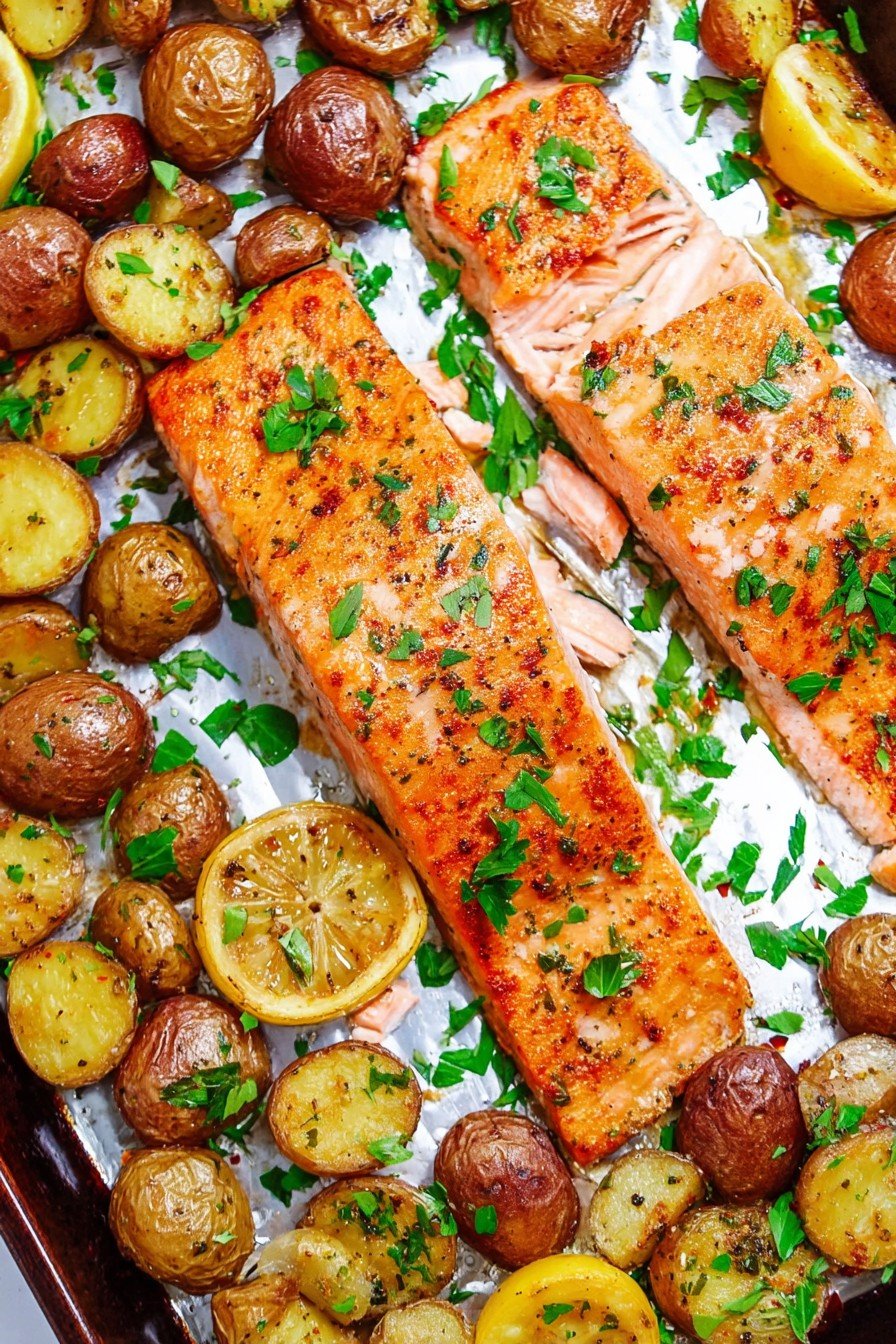 Sheet Pan Lemon Dijon Baked Salmon and Potatoes
