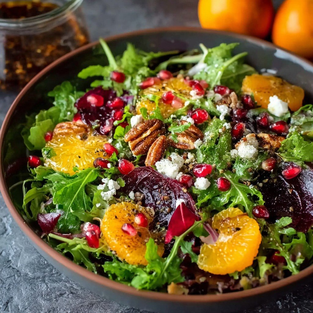 Winter Salad Recipe(oranges, pomegranate, feta cheese)