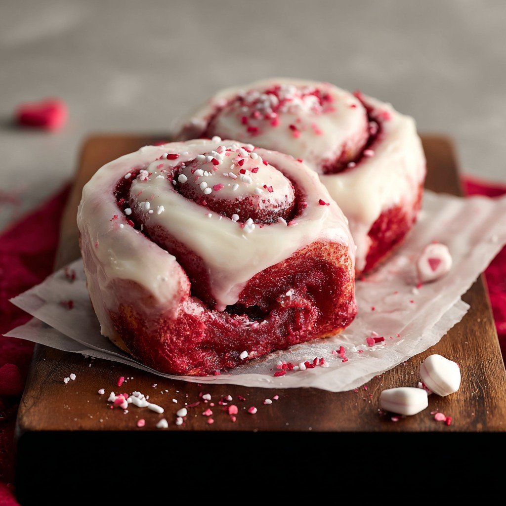 Red Velvet Valentine’s Day Cinnamon Rolls