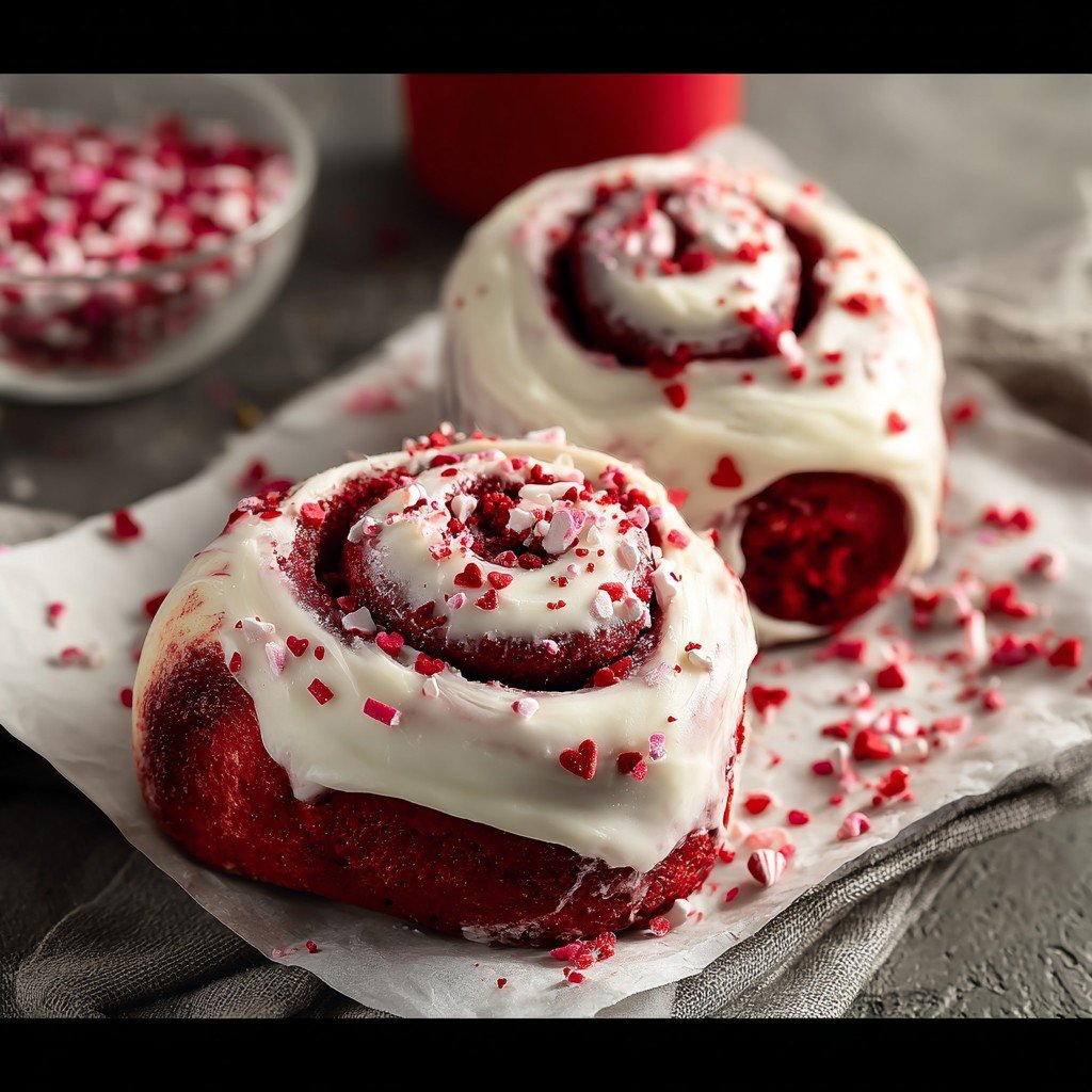 Red Velvet Valentine’s Day Cinnamon Rolls